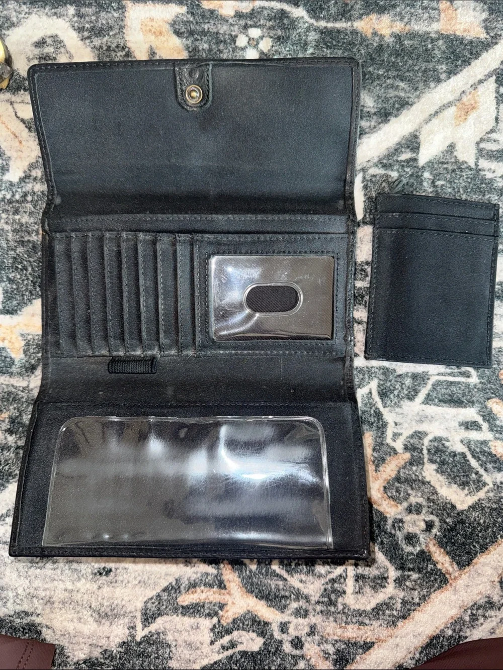 Fossil Patchwork Floral Leather Wallet - Black and Brown